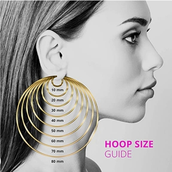 18k Gold Layered Chunky Medium Hoop Earrings - Diamond Cut Finish - Picture 6 of 9